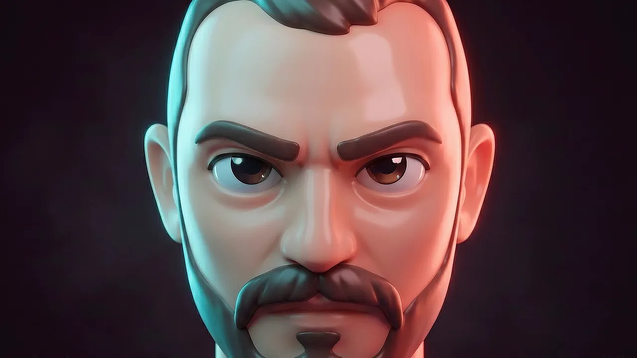 Primer plano del Comandante Carrillo, mirada fija y ceño fruncido.